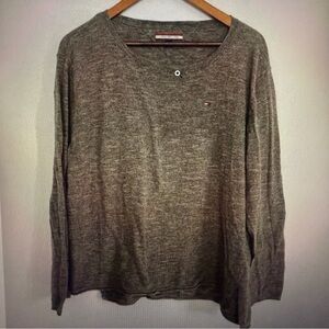 Tommy Hilfiger Women Green Pullover Long Sleeves Cotton Sweater Top Size XL